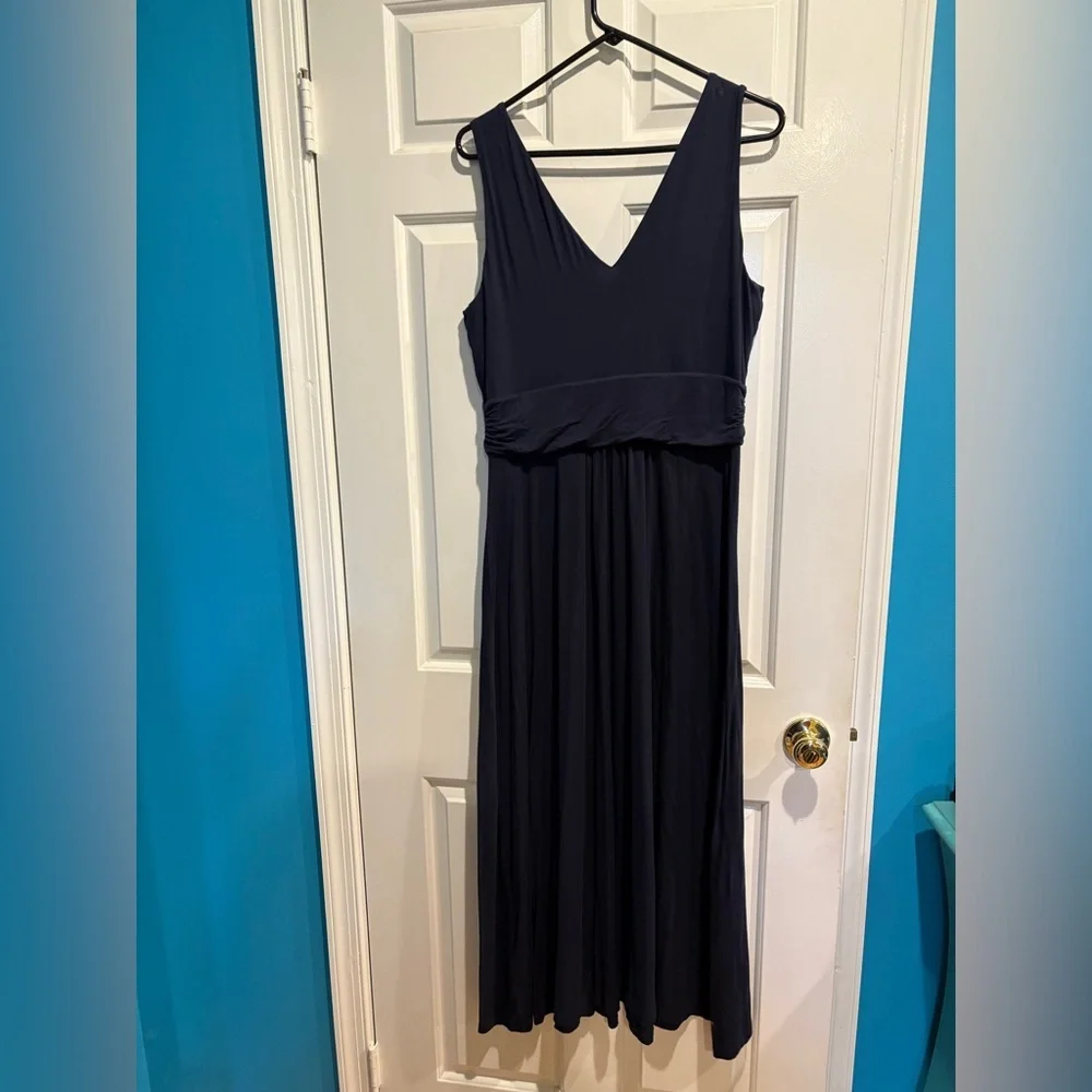 Boden jersey sleeveless maxi dress dark navy blue sz 12P - Picture 2 of 5
